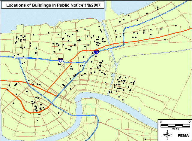 Location of Properties Proposed for Demolition that are Not Eligible for the National Register
