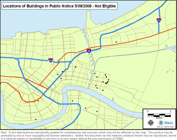 Location of Properties Proposed for Demolition that are Not 

Eligible for the National Register